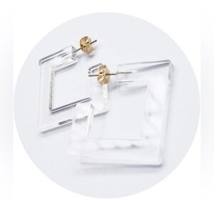 Clear Acrylic Geometric Square Hoop Earrings